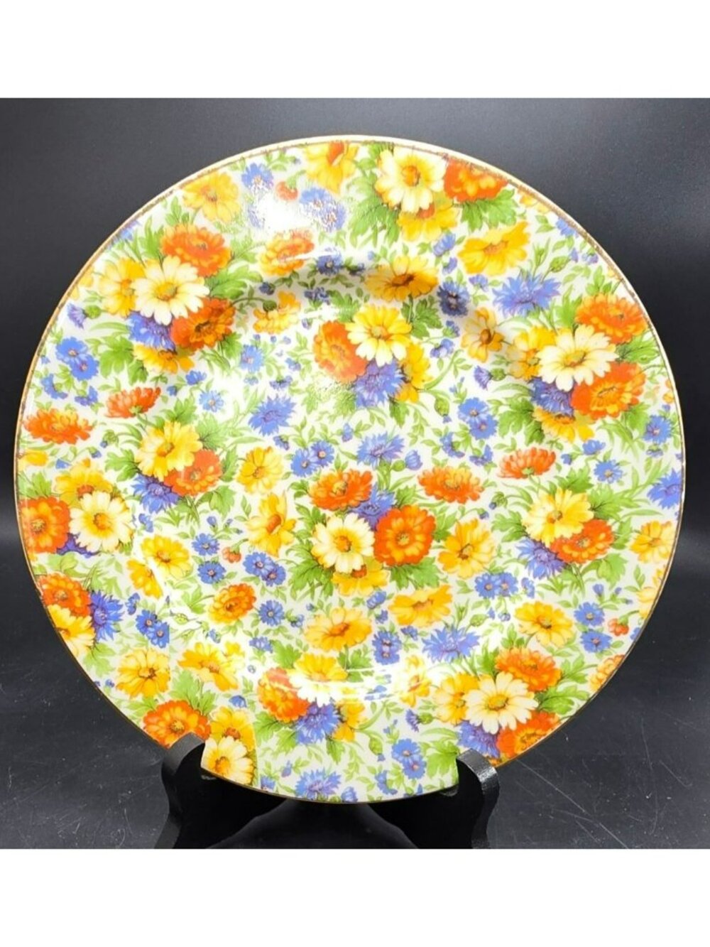 Imperial Bone China Floral Plate England Vintage Daisy & Wildflower 8" VL5002
